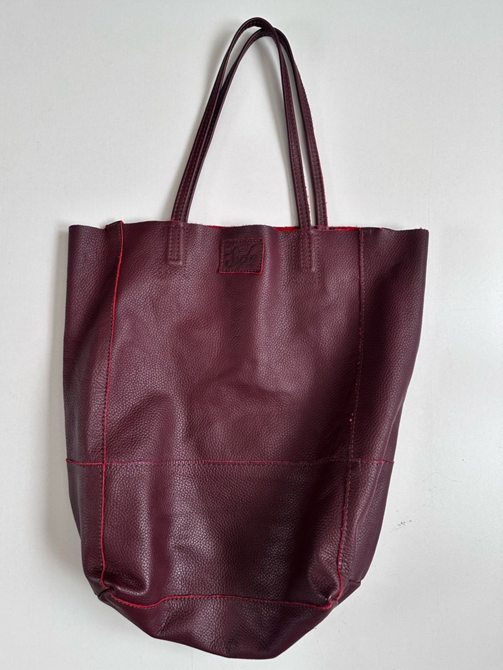 Sseko Red Wine Genuine Leather XL Tote Bag